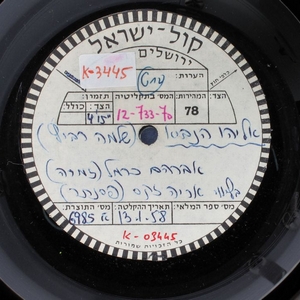 אריה זקס, אברהם כרמל – אליהו הנביא… במהרה יבוא אלינו (1958)